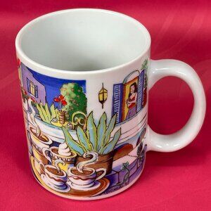 colorful coffee mug. Second Cup Cafe Mediterraneen